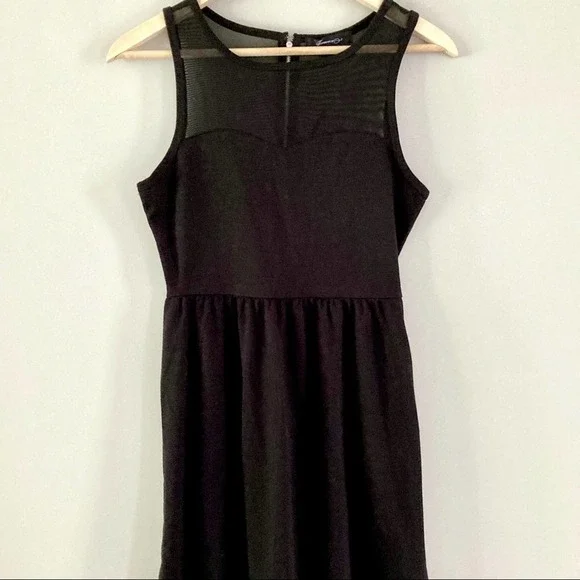 Forever 21 Black Mini Dress w/ Illusion Neckline - Picture 3 of 5